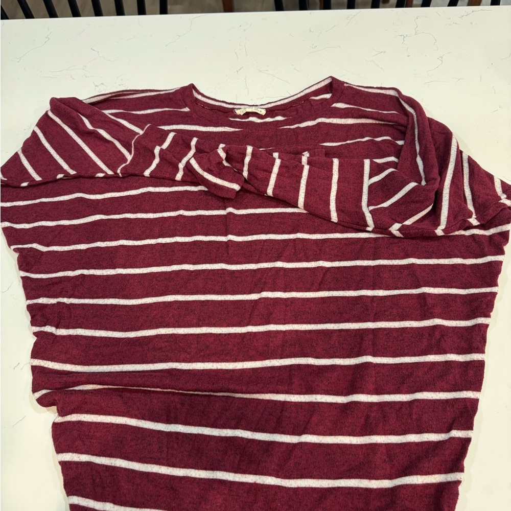 Striped Burgundy and White Top
